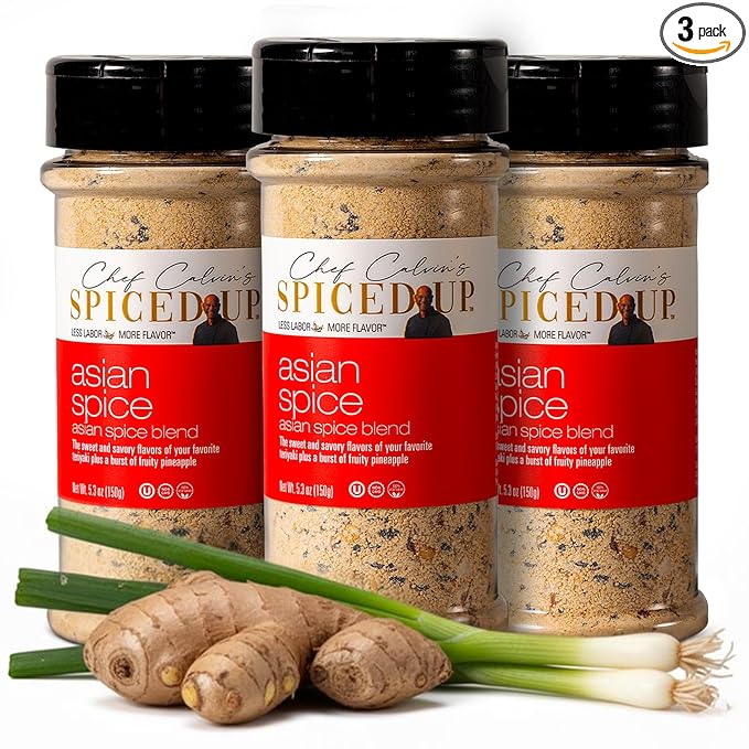 3 Pack Asian BBQ Seasonings and Rubs for Beef, Salmon & Chicken, Asian Seasoning with Pineapple Ginger & Chili Flakes Sesame Seeds, Scallions | Kosher, Non-GMO, Vegan, Gluten-Free - 5.3 Oz