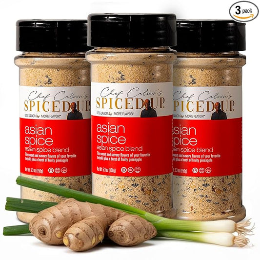 3 Pack Asian BBQ Seasonings and Rubs for Beef, Salmon & Chicken, Asian Seasoning with Pineapple Ginger & Chili Flakes Sesame Seeds, Scallions | Kosher, Non-GMO, Vegan, Gluten-Free - 5.3 Oz