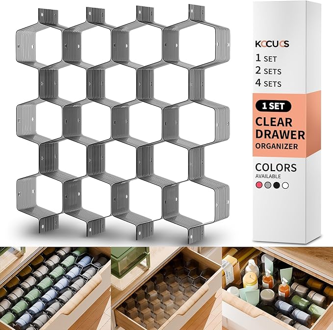 Honeycomb Separator Adjustable Drawer Organizer Divider for Underwear Belt-Scarf Socks Organizer (Black(1pc))