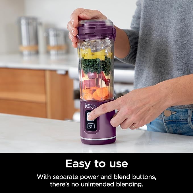 Ninja BC151PR Blast Portable Blender, Cordless, 18oz. Vessel, Personal Blender-for Shakes & Smoothies, BPA Free, Leakproof-Lid & Sip Spout, USB-C Rechargeable, Dishwasher Safe Parts, Passion Fruit