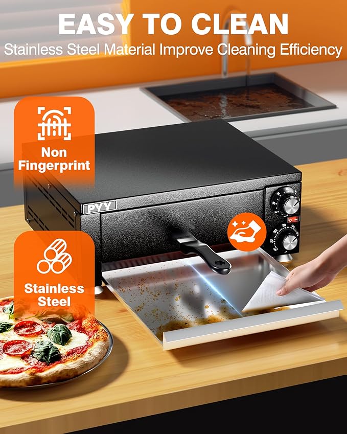 PYY Electric Pizza Oven Indoor Countertop Pizza Oven Commercial Pizza Maker Machine for Home with Timer Stainless Steel Pizza Cooker