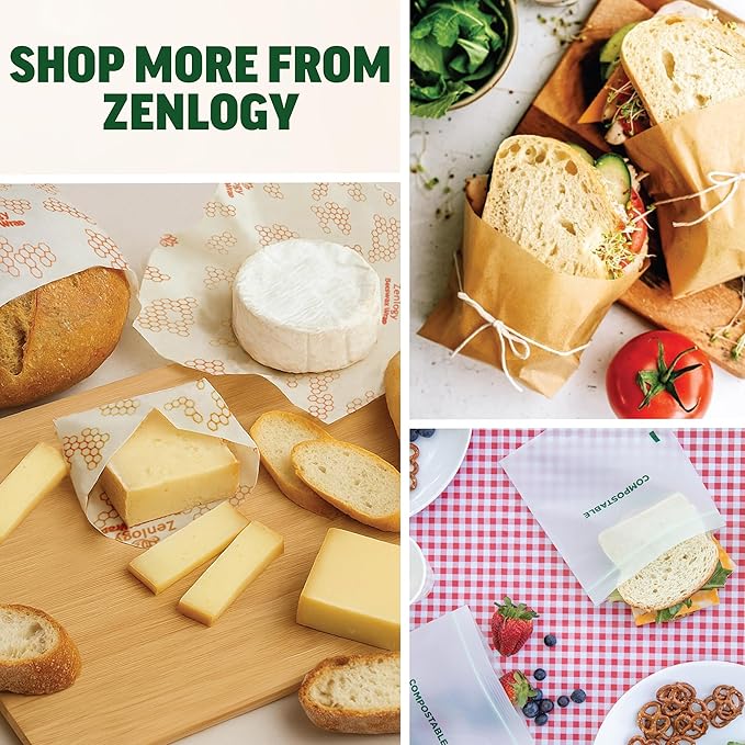 Zenlogy Reusable Silicone Snack Bag, Air-Tight Multi-Use, Freezer and Microwave Safe Food Storage Containers, Eco-Friendly alternative to plastic bags, 4 Pack (1 Snack, 2 Sandwich, 1 Half Gallon Size)