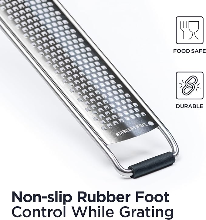 Deiss PRO Citrus Zester & Manual Cheese Grater - Parmesan, Lemon, Ginger, Garlic, Nutmeg, Chocolate - Sharp Stainless Steel Blade - Dishwasher Safe