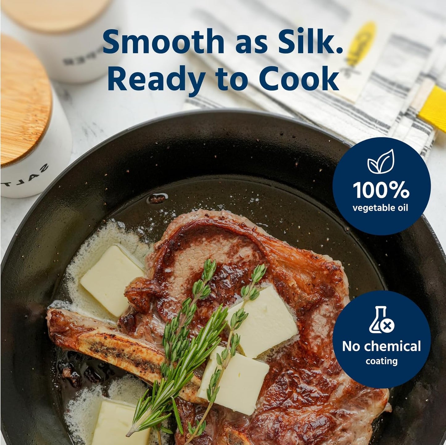 COOKLIFE 10 Inch Lightweight Pre-Seasoned Cast Iron Skillets with Handle Cover - Smooth Polished Surface, Easy to Clean Cast Iron Pan Use in the Oven, on the Stove or Grill, Over a Campfire