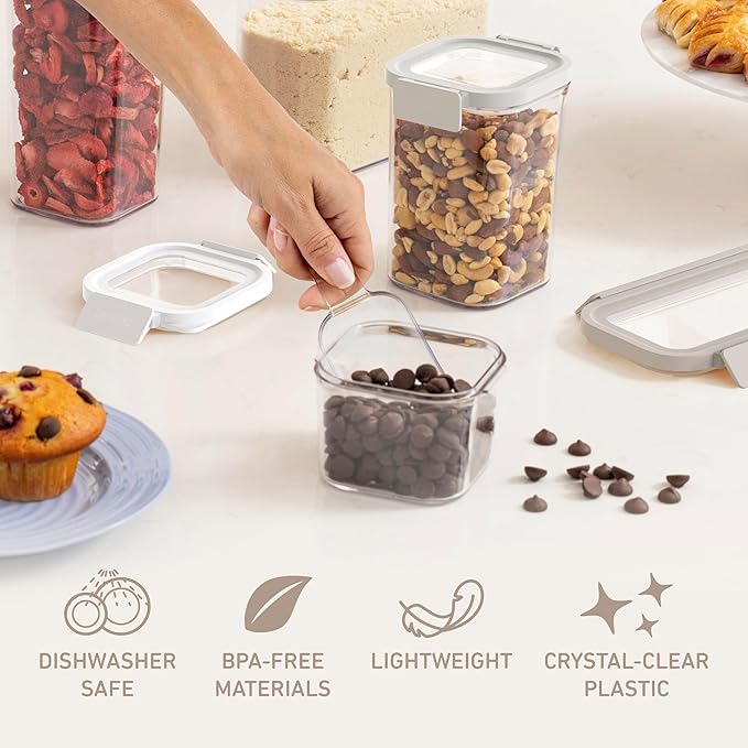 Bentgo Pantry - 3-Piece All Purpose Scoop Set, 1/2 Cup (4 oz) Spoon, Clear & Lightweight, Ideal for Scooping Flour, Sugar, Coffee, Candy, & More for Kitchen and Pantry Containers (Clear)