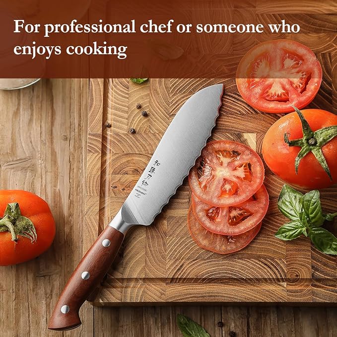 HEZHEN 6.1 inch Tomato Slicing Knife – Germany 1.4116 Stainless Steel Serrated Blade,with Full Tang Handle