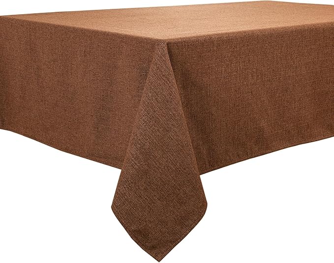 BALCONY & FALCON Square Tablecloth Washable Wrinkle Resistant and Water Proof Small Table Cloth Decorative Linen Fabric Tablecloth for Dining Parties Kitchen Wedding and Outdoor Use (Brown, 47x47)