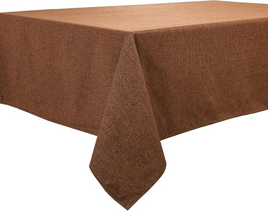 BALCONY & FALCON Square Tablecloth Washable Wrinkle Resistant and Water Proof Small Table Cloth Decorative Linen Fabric Tablecloth for Dining Parties Kitchen Wedding and Outdoor Use (Brown, 47x47)