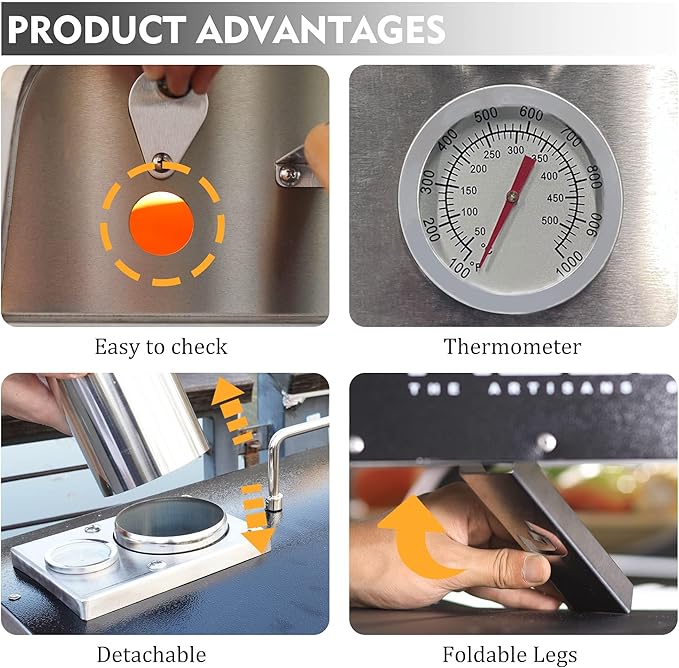 16" Outdoor Pizza Oven Propane & Wood Fired Multi-fuel Large Stainless Steel Pizza Grill with Gas Burner, Wood Tray Pizza Stone, Pizza Peel, Carry Bag (Black)