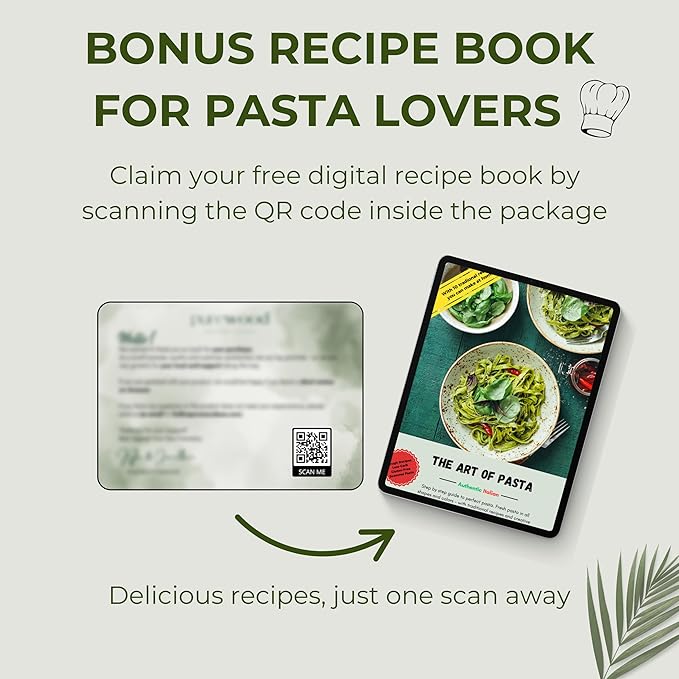 Purewood Premium Collapsible Pasta Drying Rack, Wooden Noodle Dryer Stand for Fresh Pasta, Pasta Maker Accessory, 100% Natural Bamboo, Bonus Recipe Book Included, Space-Saving Large Capacity