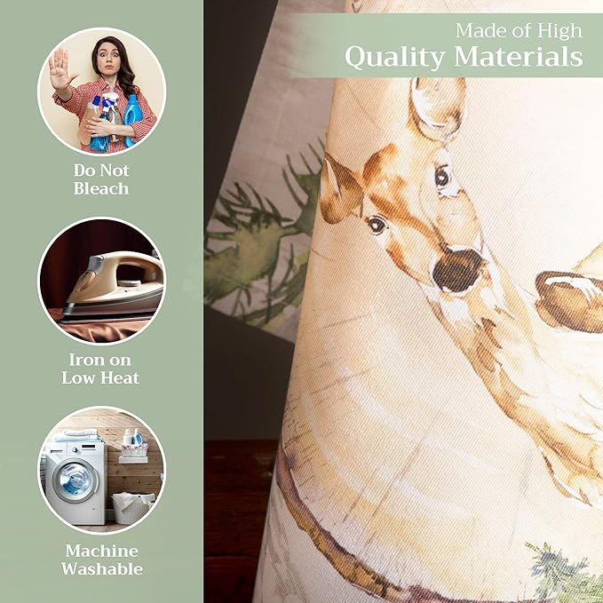 Maison d' Hermine Kitchen Towels Set of 3 100% Cotton 20" x 27.5" Reusable Cloth Tea Dish Towels Absorbent with Hanging Loop for Kitchen Dining Thanksgiving Christmas Decorations (Mountain Life)