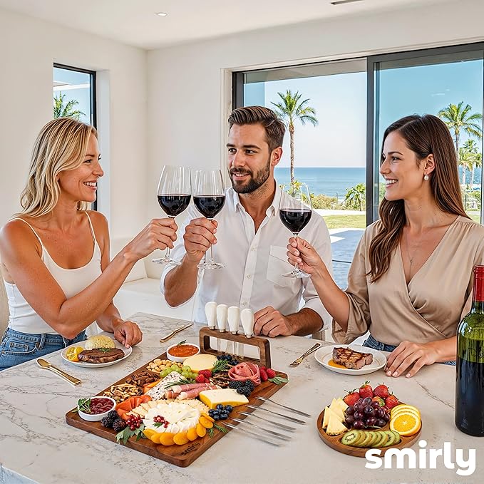 SMIRLY Charcuterie Boards Set, Large Cheese Board Set, Natural Walnut Wood Charcuterie Tray with Accessories - Housewarming Gifts New Home, Wedding & Bridal Shower Gifts for Women, Couples