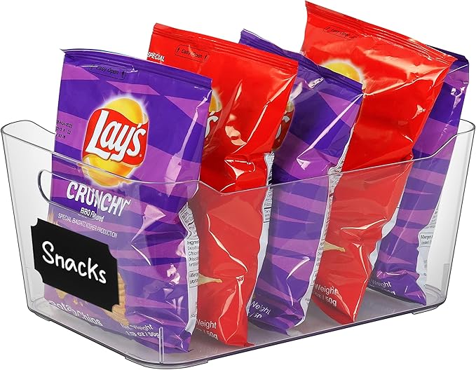 Plastic Clear Storage Bins with Labels, Home Freezer Refrigerator Pantry Organizers and Storage Containers Fridge Organizer Bins Kitchen Organization Cabinet Medicine Bin for organizing