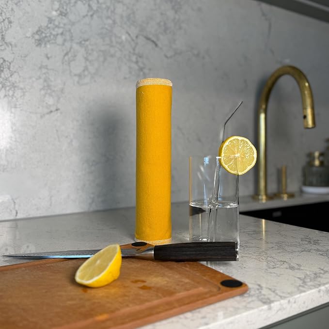 Reusable Paper Towels - 10 Pack - Roll of Washable Cotton Cloth Paper Towels - Paperless Reusable Napkins Cloth Washable - Absorbent + Long Lasting - Zero Waste Products - (Sunshine)