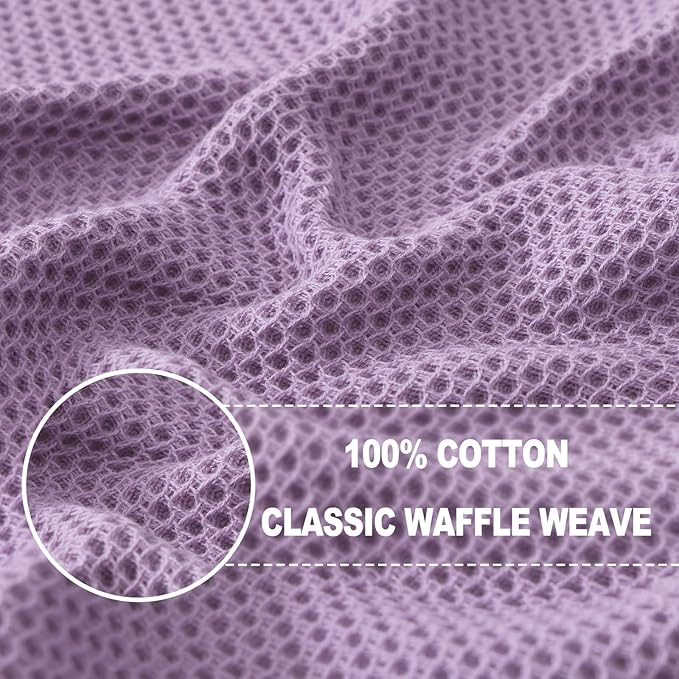 Homaxy 100% Cotton Waffle Weave Kitchen Dish Towels, Ultra Soft Absorbent Quick Drying Cleaning Towel, 13 x 28 Inches, 8-Pack, Lavender