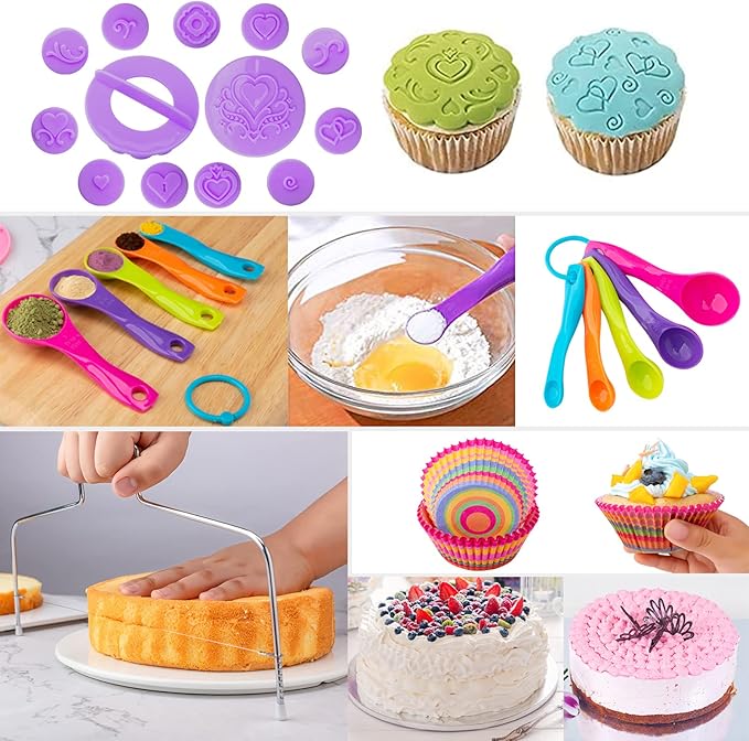Cake Decorating Supplies Kit Tools 356pcs, Nifogo Baking Accessories with Cake Turntable, Pastry Piping Bag, Piping Icing Tips for Beginners