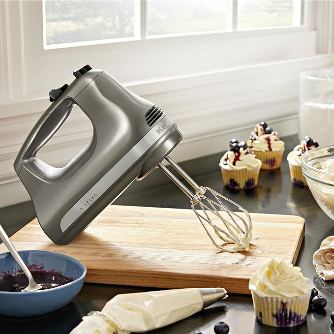 KitchenAid 5 Cup Food Chopper - KFC0516, Contour Silver & 5-Speed Ultra Power Hand Mixer - KHM512, Contour Silver