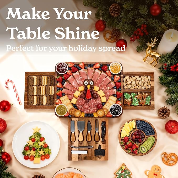 SMIRLY Charcuterie Boards Set - Large Acacia Cheese Board Set - House Warming Gifts New Home, Wedding Gift for Couple, Bridal Shower Gift, Birthday Gifts for Women