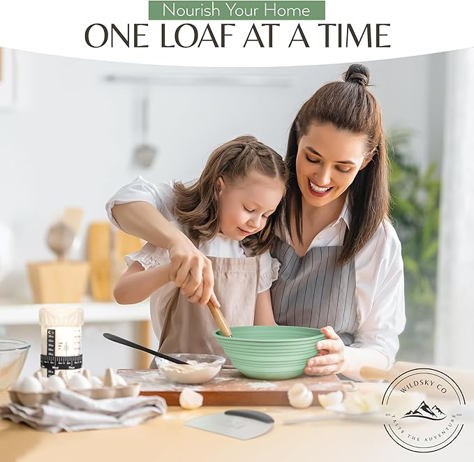 Wildsky Co Sourdough Bread Baking Supplies, Sourdough Starter Kit, Bread Proofing Basket, Bread Making Tools, Sour Dough Kit, Sourdough Proofing Basket, Sourdough Kit Gifts for Bakers Women Wife Mom