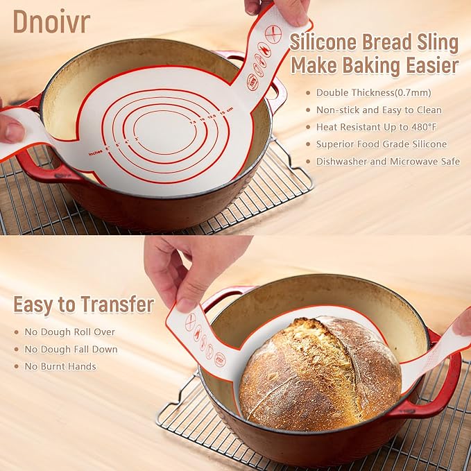Sourdough Bread Kit - 9" & 10" Banneton Baskets, Bread Lame, Dough Scraper, Silicone Sling - Artisan No-Knead & Dutch Oven Baking Starter Set (Set 1)