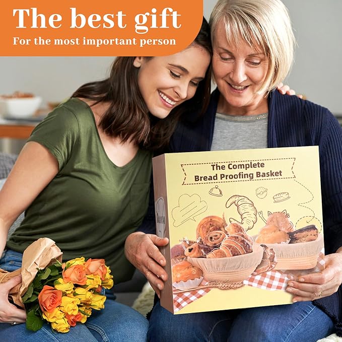 Sourdough Starter Kit, 9" Round and 10" Oval Banneton Bread Proofing Basket, Sourdough Bread Baking Supplies for Home and Kitchen, Sourdough Kit, Sour Dough Starter Kits.