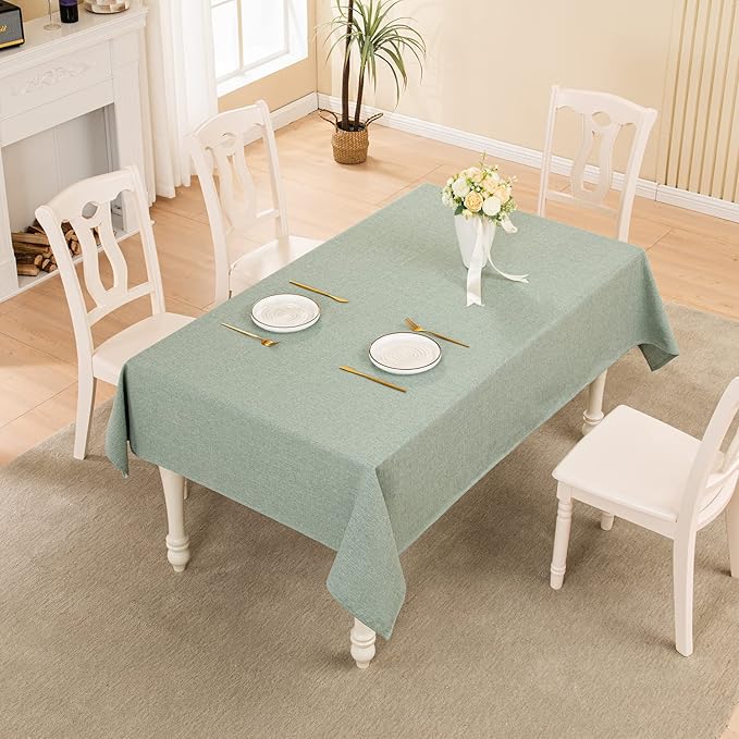 BALCONY & FALCON Small Square Tablecloth Washable Wrinkle Resistant and Water Proof Table Cloth Decorative Linen Tablecloths for Bedside End Table Bedroom Nightstand (Celadon Green, 35x35)