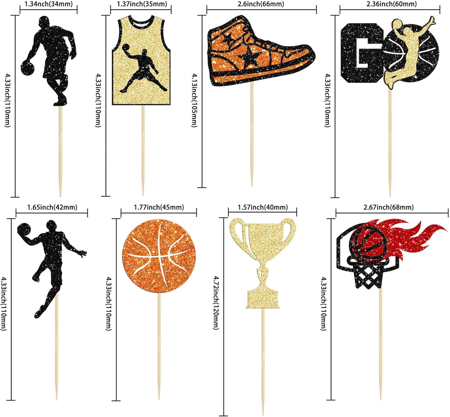 24 Pack Basketball Cupcake Toppers Basketball Player Apparel Cupcake Picks Baby Shower Players Sports Theme Birthday Party Cake Decorations Supplies