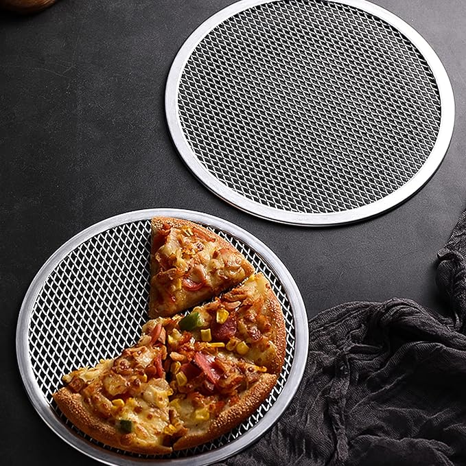 3 Pcs 12 Inch Pizza Screen, Restaurant-Grade Aluminum Alloy Pizza Baking Screen, Seamless Round Pizza Screen Non Stick Mesh Net Baking Tray Cookware Kitchen Tool For Oven, BBQ