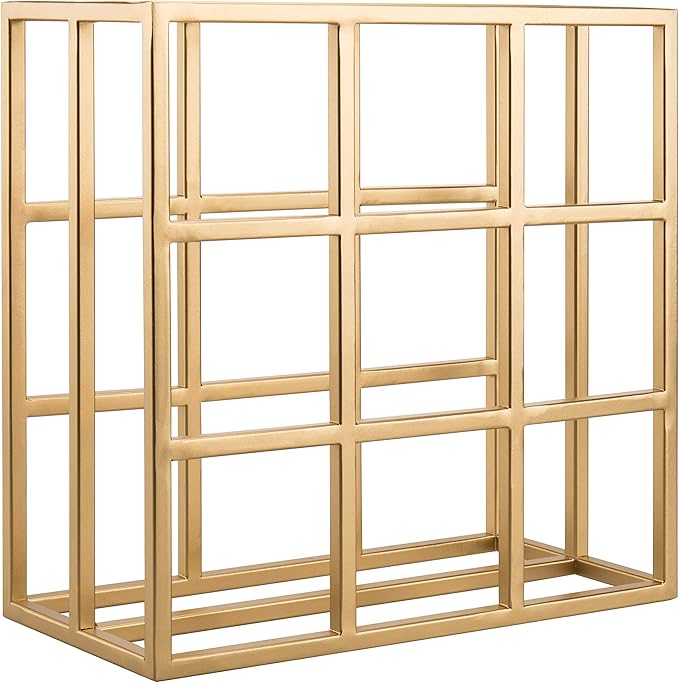 MyGif Brass Wine Rack for 9 Bottles - Modern Metal Tabletop Holder, Horizontal Storage for Kitchen, Bar & Dining Room - Rustic Industrial Decor with Gold Finish