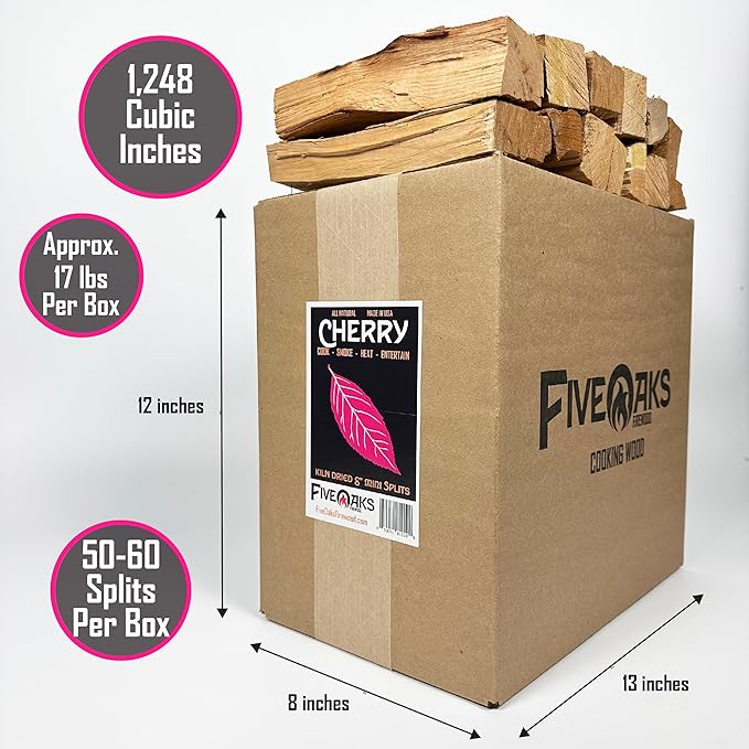 Pizza Oven Wood Kiln Dried Mini Split Cherry 8" inch Long Pizza Wood for Cooking, Grilling or Smoking 1,248 cu. in. of Cherry Wood for Mini Wood Stove Cooking Wood, Smoking Wood