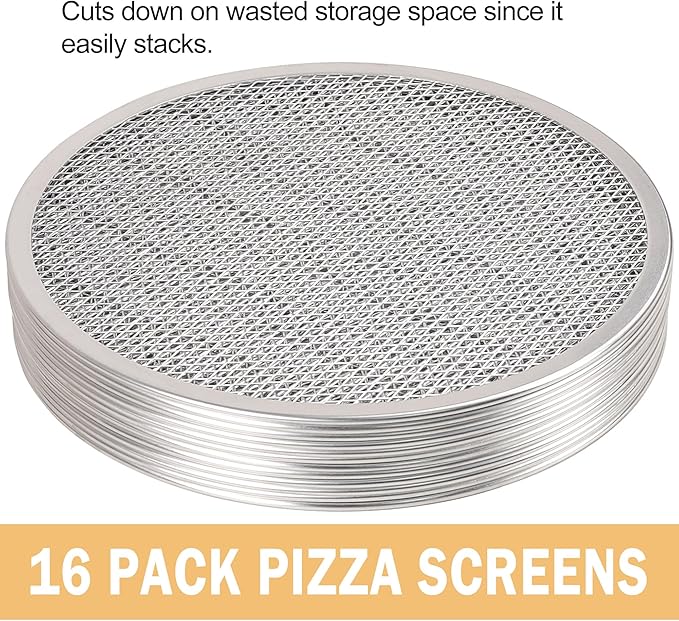 LRui Pizza Screen,16 Inch,12 Pack,Seamless Aluminum Pizza Pan With Holes.