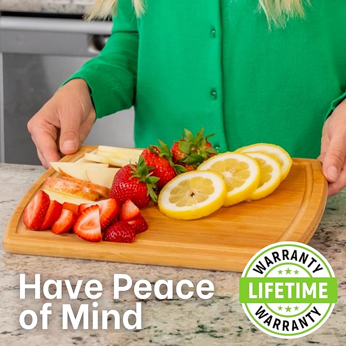 Small Bamboo Cutting Board – 12 Inch Wood Cutting Boards for Kitchen with Glue-Free Surface™ & Juice Groove – Non-Toxic, FSC-Certified, Durable Wooden Chopping Board