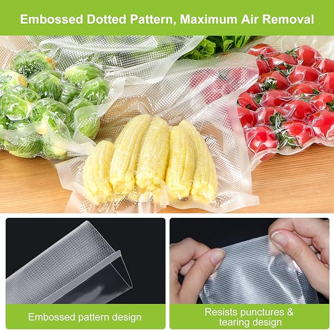 Bonsenkitchen Vacuum Sealer Bags, 11" x 20' Rolls 2 Pack for Food Storage Saver, Bpa Free, Heavy Duty, Commercial Grade Textured Food Roll, Customized Size Bag for Sous Vide Cooking, VB3207