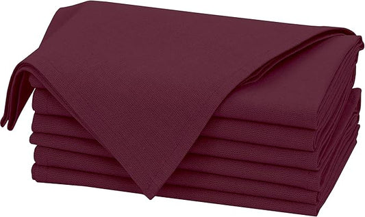 Ruvanti Linen Napkins Set of 6, 18x18 Cloth Napkins, Cotton Linen Blend Napkins Cloth Washable, Soft, Reusable Dinner Napkins for Wedding, Parties, Christmas, Thanksgiving, Everyday Use - Burgundy