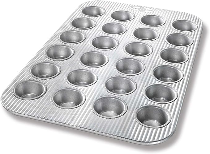 USA Pan Bakeware Mini Cupcake and Muffin Pan, Nonstick Quick Release Coating, 24-Well, Aluminized Steel
