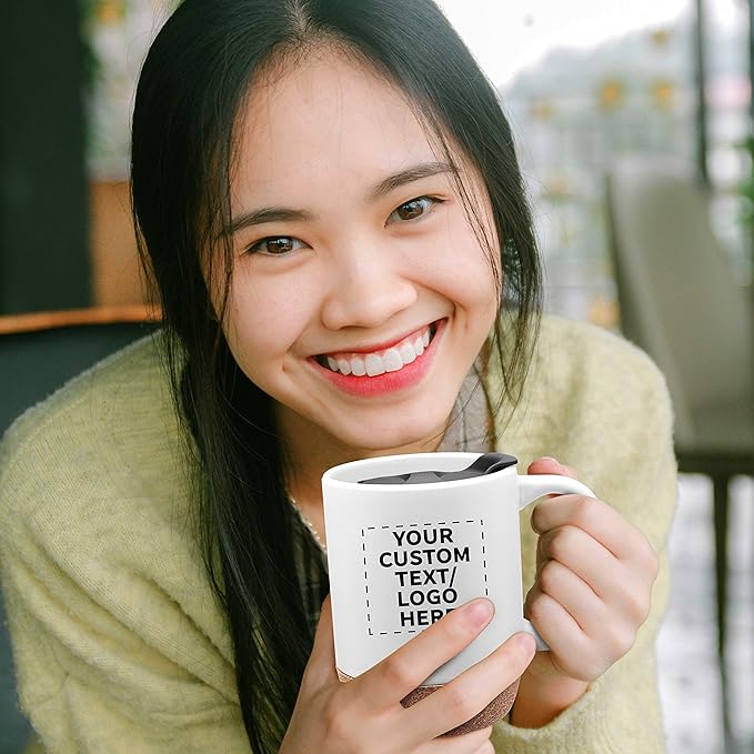 Custom Barista Ceramic Mugs with Cork Bottom 13 oz. Set of 36, Personalized Bulk Pack - Perfect for Coffee, Tea, Espresso, Hot Cocoa, Other Beverages - White