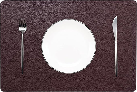Set of 6 Faux Leather Placemats, PU Table Mats, Waterproof, Stain Resistant, Heat Resistant, Easy to Clean for Kitchen Dining Table,Conference Table