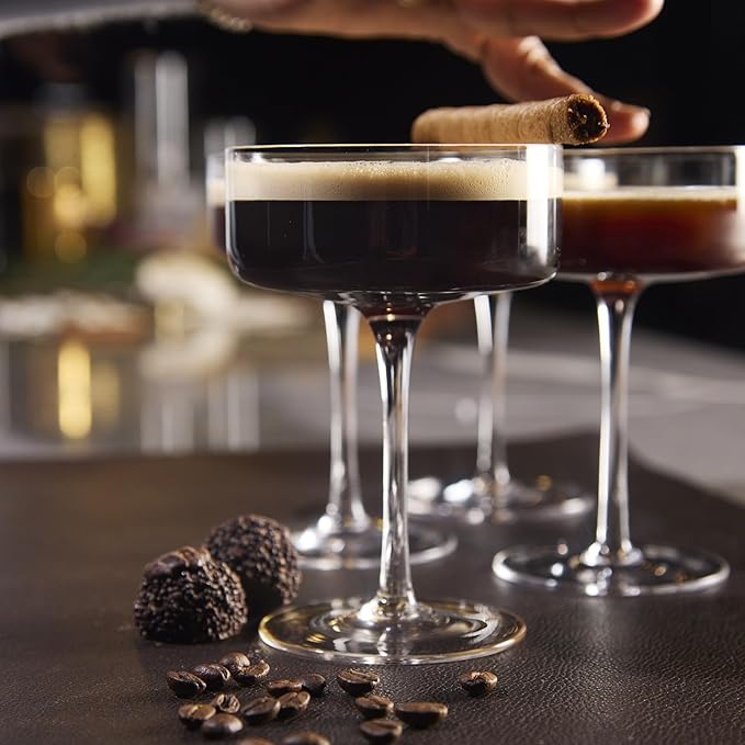 LEMONSODA Clear Martini Coupe Glasses - Classic Barware for Espresso Martini, Manhattan, Cosmopolitan – Handcrafted Luxury Glassware for Home Entertaining (Clear 6.5oz, Set of 2)