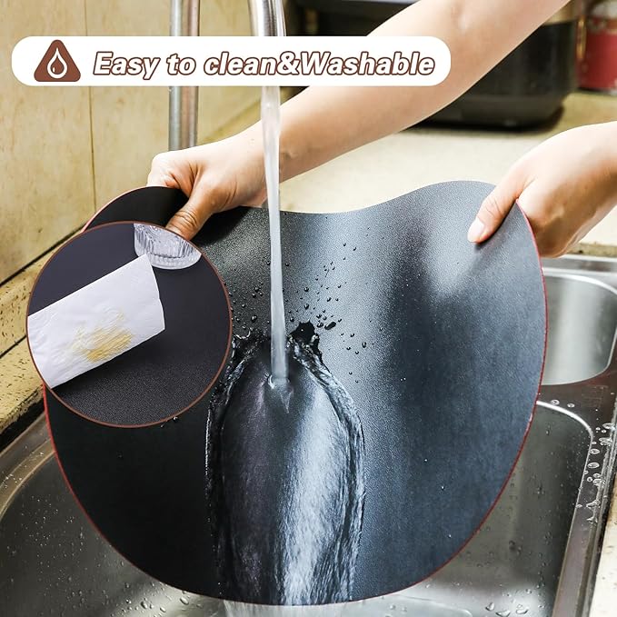 Oval Placemats Set of 6 Reversible Black and Red Faux Leather Placemat Waterproof PU Table Mats Heat Resistant Anti Slip Washable Place Mat for Indoor and Outdoor Dining Table