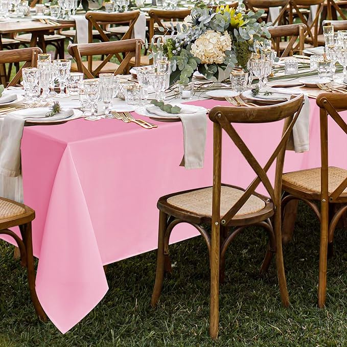 Fitable 8 Pack Rectangle Tablecloths: Stain Resistant Wrinkle Free Fabric Table Clothes, Washable Reusable Polyester Table Covers for Wedding Party Birthday Banquet Reception(Pink, 60x102 Inch)