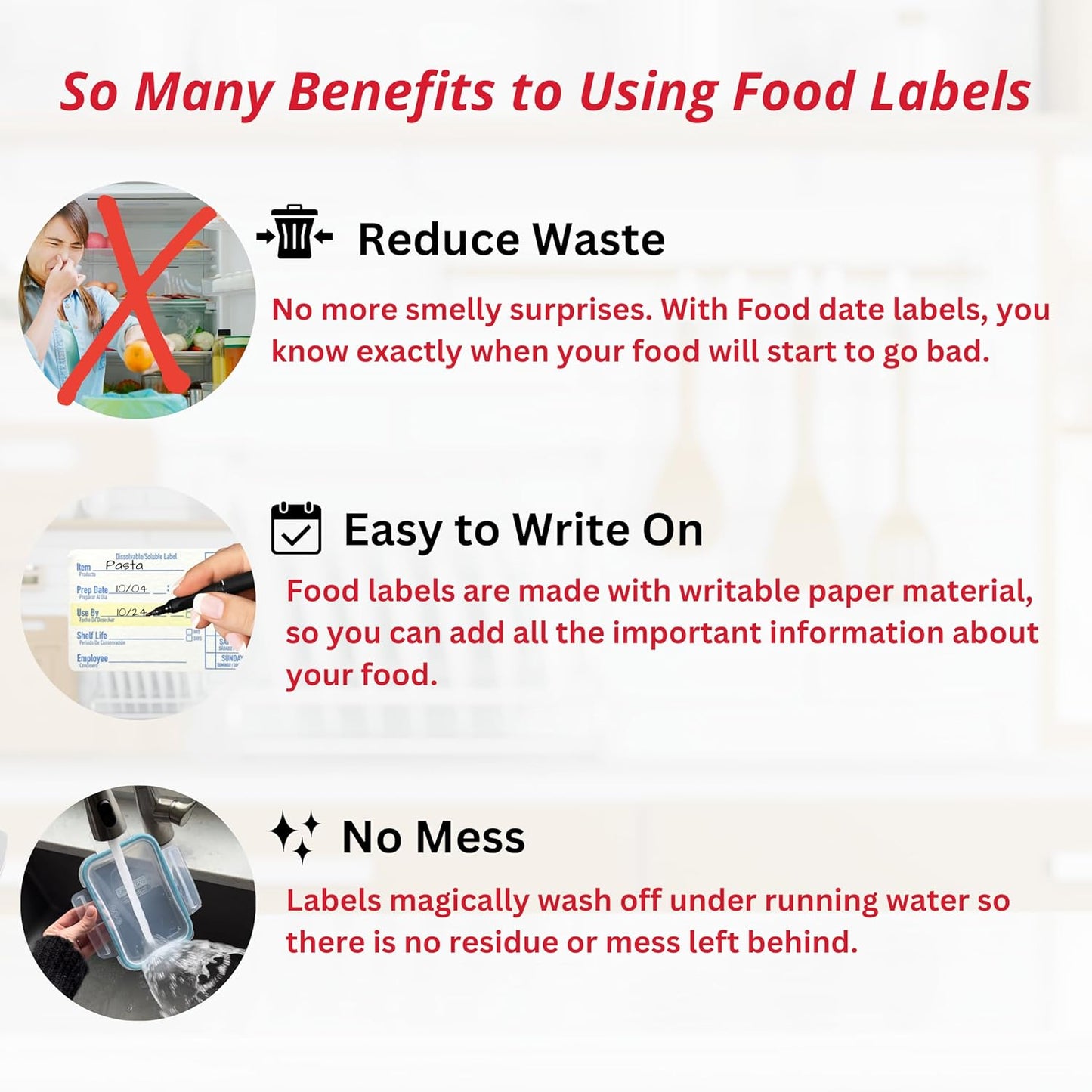 2x3 Dissolvable Food Labels, 500 Label Stickers, Bottle Labels for Storage Bins, Sticker Labels for Food containers, (500, Blue)