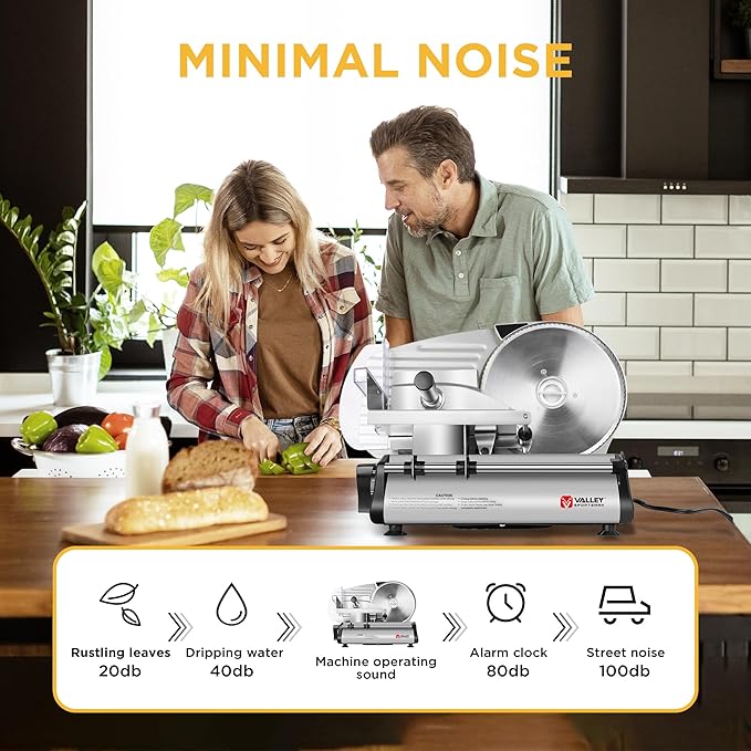 Meat Slicer, Electric Deli Meat Slicer with 8.7" Stainless Steel Blade, Adjustable Thickness slicers for Home Use, Easy to Clean, Cuts Meat, Bread, Cheese and Deli, Silver