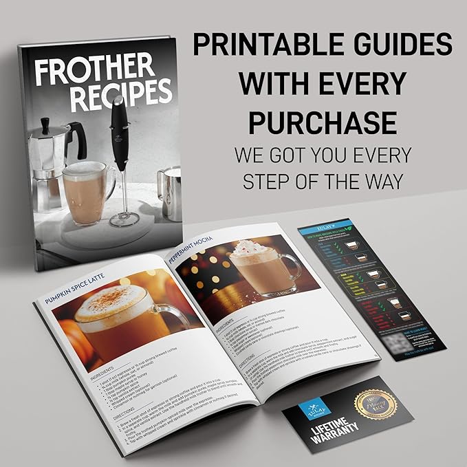 Zulay Kitchen Whisk Milk Frother with 4 Duracell Batteries - Powerful Handheld Foam Maker for Coffee, Lattes, Matcha, Hot Chocolate & Cappuccinos - Whip Creamy Froth in Seconds -