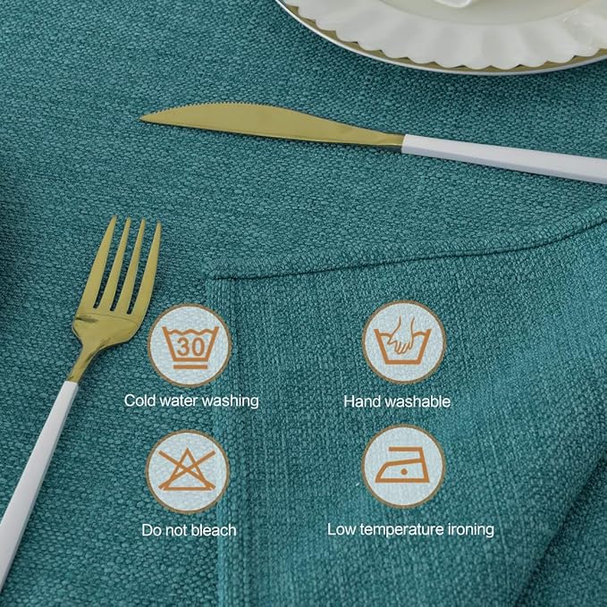 Table Cloth Rectangle Table Cover 55x71 Inches Faux Linen Wrinkle Free and Waterproof Teal Green Rectangle Tablecloth for Kitchen Dining Party Buffet Wedding
