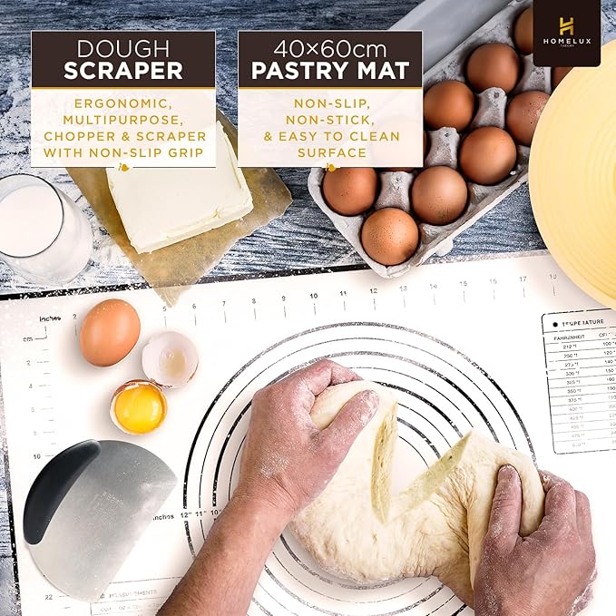 Sourdough Starter Kit, 14pcs Bread Making Kit & Sourdough Bread Baking Supplies Kit, Banneton Basket Kit for Sourdough Proofing with Bread Baking bowl for Artisan Breads (Yellow) by HOMELUX THEORY