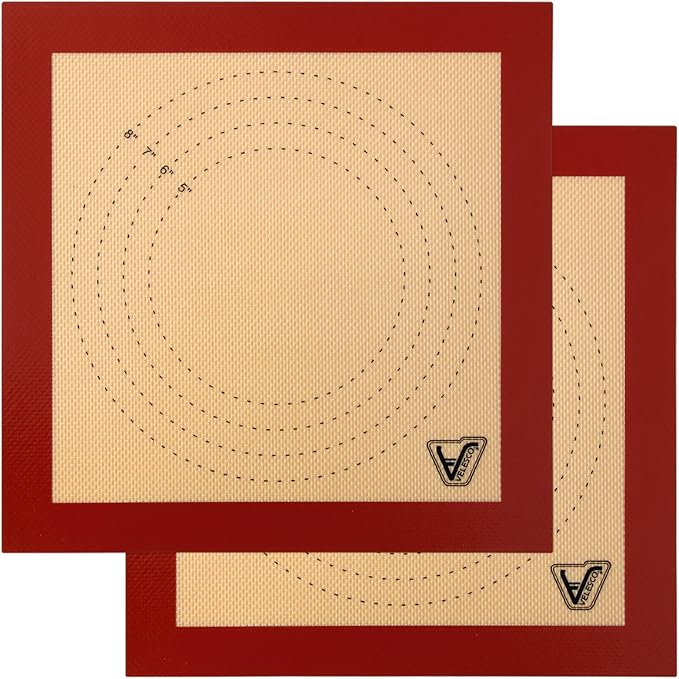 Silicone Baking Mat for Toaster Oven - Set of 2 (Size 10.75" x 10.75") - Non Stick Silicon Liners for 12"x12" Toaster Oven Pans - Pizza/Hot Dog/Sandwich/Cookie Making - Professional Grade Nonstick…