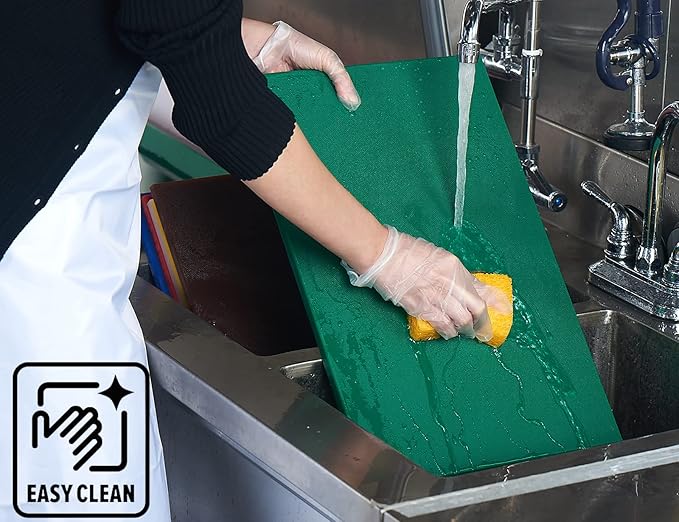 CURTA 2-Pack Green Cutting Boards for Kitchen, 18" x 12" x 0.5" Color Coded Plastic Chopping Board with Anti Slip Surface Dishwasher Safe