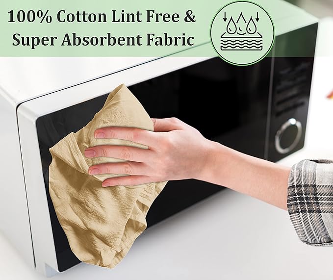 RUVANTI Flour Sack Towels 12 Pack 28 x 28 Inches, Ring Spun 100% Cotton Dish Towel, Machine Washable, Absorbent - Flour Sack Kitchen Towels for Drying and Cleaning - Camel