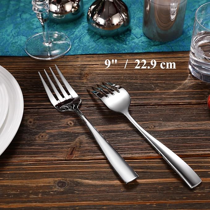 KEAWELL Premium Louis Table Utensils, 18/10 Stainless Steel, Squared Edge, Mirror Finish, Dishwasher Safe (Serving Forks, Set of 2)