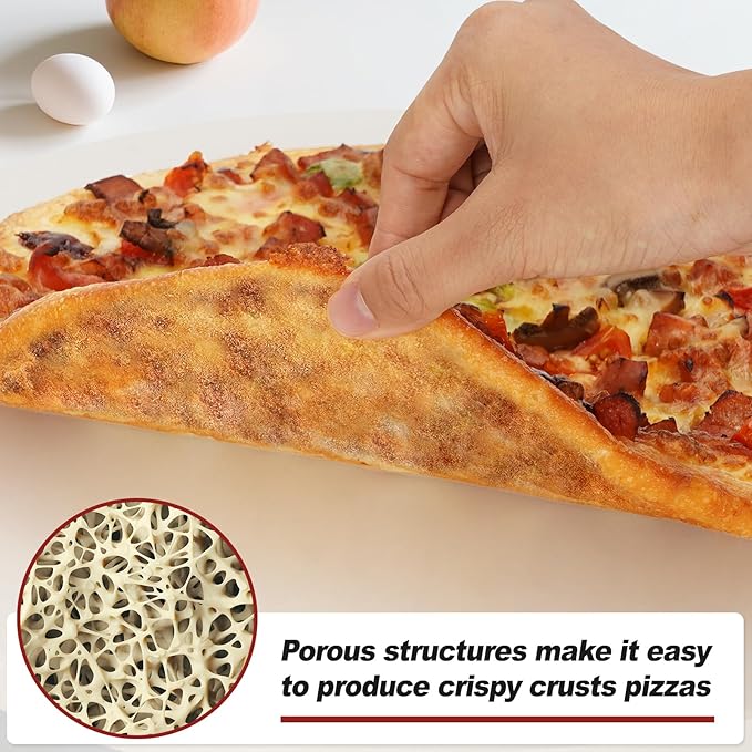 Round Pizza Stone for Grill and Oven- 16 inch Baking Stone Heavy-Duty Cordierite Pizza Stone for Bread, Cookies, Heat Proof BBQ Grilling Cooking Stone for Making Crisp Crust Pizza (White)